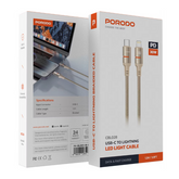 Porodo Usb-C To Lightning Led Light Cable 1.2M-Gold